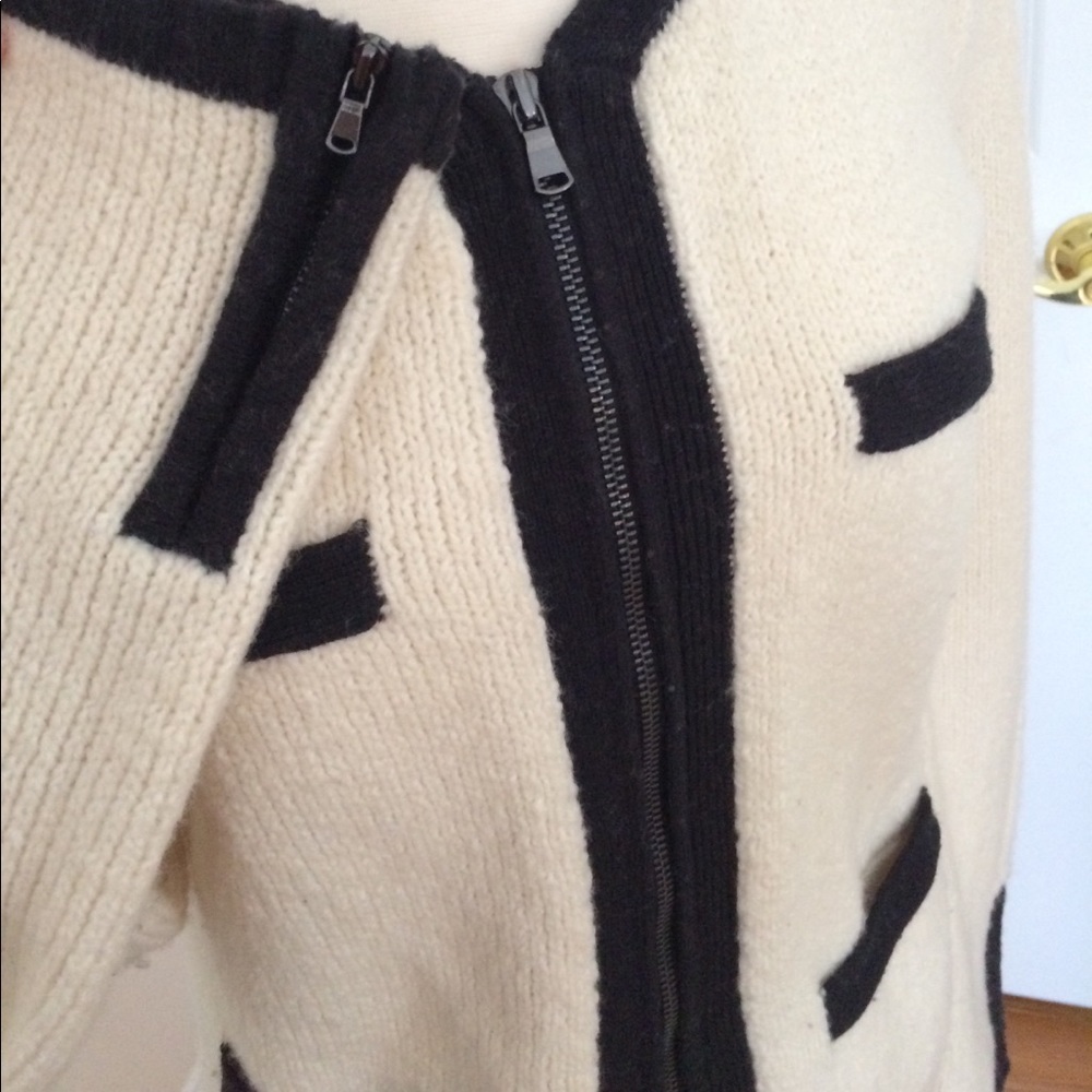Ann Taylor tipped cardigan jacket ivory - Picture 3 of 5
